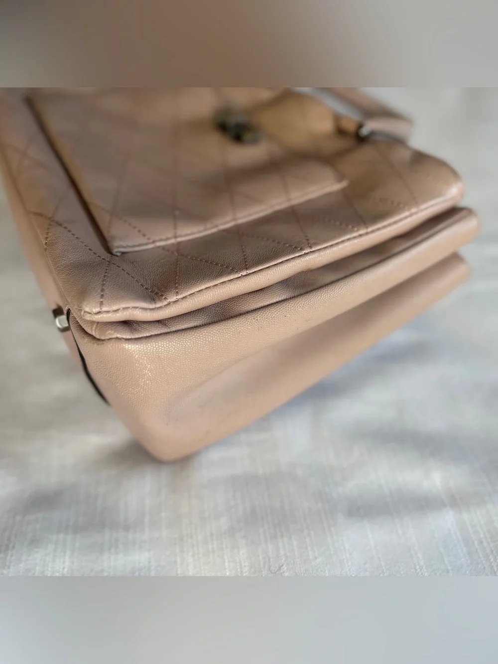 Rebecca Minkoff Large Quilted M.A.B. Leather Laptop Shoulder Bag | Nude Pink